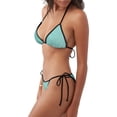 thumbnail image 2 of Disketp Teal Turquoise Glitter para Bañador de Dos Piezas para Mujer, Bikini Sexy Halter String, Conjunto de Bikini en Triángulo, 2 of 6