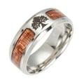 thumbnail image 1 of Black Flat Top Wedding Ring Living Tree Inlaid Men's Ring, Comfortable Design 6-13, 1 of 3