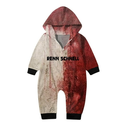 

Family Picture Outfits Halloween Comfortable Dress Fashion Casual Print Hooded Zipper Home Jumpsuit Holiday Casual Pajamas Set Brick Red 6 Months - 9 Months