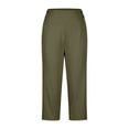 thumbnail image 4 of CUZIBR Womens Capri Yoga Pants With Pocket High Waist Baggy Slim Fit Workout Stretch Pants Trendy Gym Running Everyday Activewear Comfort Party Bottoms,Army Green,L, 4 of 4