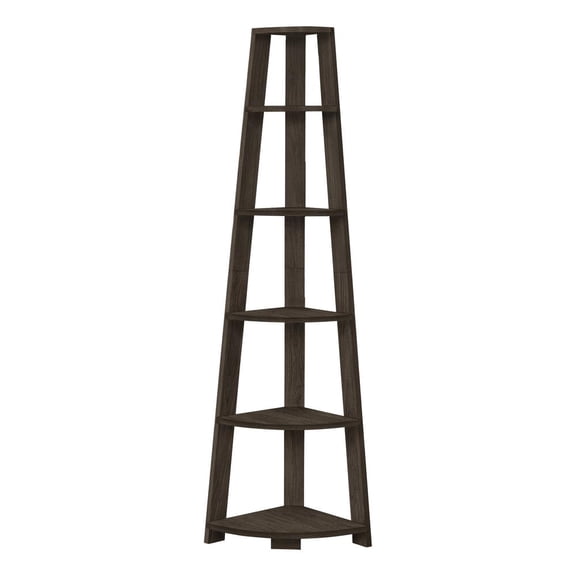 Monarch Specialties Bookshelf, Etagere, Corner, 5 Tier, 72"H, Office, Bedroom, Brown Laminate