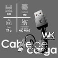 thumbnail image 3 of Cable Tipo C 1m Usb Tejido Tpe Carga Rápida Wekome WDC-03A Color Negro, 3 of 6