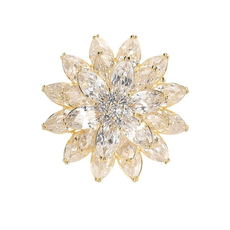 Gold Broach Christmas Pins And Brooches For Women Fashion Large Elegant Flower Designer Brooch Pin (Shiny Snowflake)