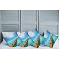 thumbnail image 2 of Ambesonne Tropical Throw Pillow Cover 4 Pack, Exotic Hawaii Wooden Pier, 24", Blue and Brown, 2 of 5