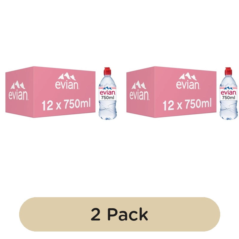 Evian Still Mineral Water 12 x 750ml, British Import (Pack of 2)