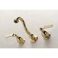 thumbnail image 3 of Kingston Brass KS3122KL Whitaker Double-Handle Wall Mount Bathroom Faucet, Polished Brass, 3 of 8