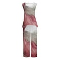 thumbnail image 4 of Mikilon Ensemble Stylé pour Femmes 2 Pcs Décontracté Ample Débardeur Imprimé Pantalon Long Sans Manches Col Rond Haut/chemise Ensemble Rose-B TP, 4 of 5