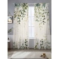thumbnail image 2 of Sage Green Sheer Curtains 84 Inch Length 2 Panels Set - Light Filtering Window Treatments, Eucalyptus Leaves Rod Pocket Semi Curtains for Living Room/Bedroom/Kitchen Décor, 104"W x 84"L, 2 of 7