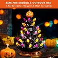 thumbnail image 5 of Joyfy 8.5 Inch Halloween Ceramic Tree Black Christmas Tree with Orange Pumpkin Over Multicolor Bulbs LED Light Up Battery Operated Light Up Halloween Decorations for Indoor Party Decor Gifts, 5 of 8