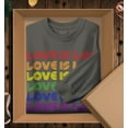 thumbnail image 3 of S4E Men's Love is Love Rainbow Gay Pride Long Sleeve ShirtX-Large Charcoal, 3 of 4