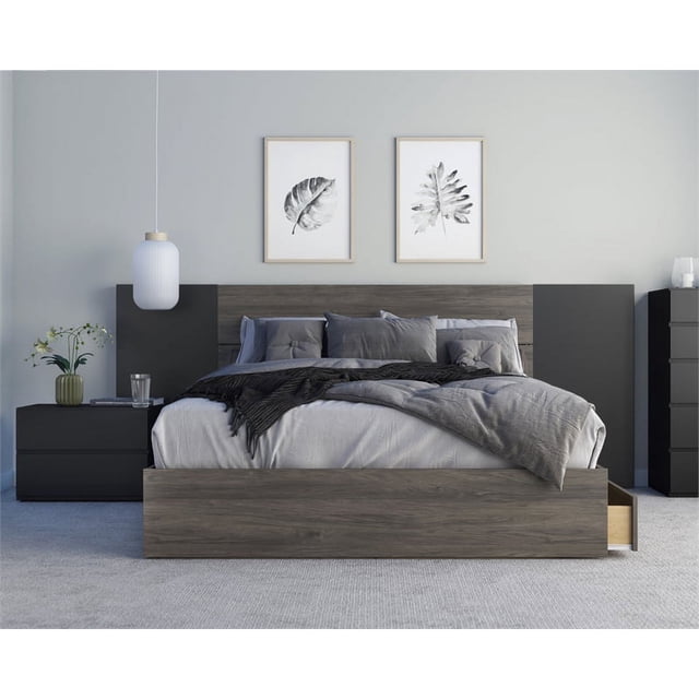 Atlin Designs Modern Engineered Wood 4 Piece Queen Size Bedroom Set in Black