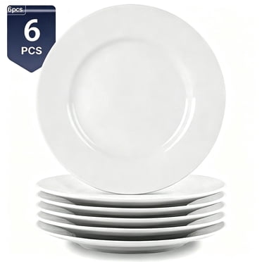 NONTA Salad Plate Set 6Pcs White, Microwave and Dishwasher Safe for Everyday Use, 8 inches