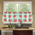 thumbnail image 4 of Yayeee Kitchen Curtains Tier Set of 2 Light Filtering 57"x24" Over Sink Window Panels, Red Strawberry, 4 of 7