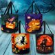 thumbnail image 2 of OurWarm Halloween Linen Candy Bag with LED Lights Non Pumpkin Handbag Ghost Festival Skull Bag for Halloween Party Supplies, 2 of 4