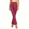 thumbnail image 5 of Women's Wrap Skirted Flared Leggings Stretchy High Waisted Bell Bottoms Running Yoga Lounge Pants, 5 of 8