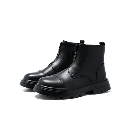 

Fangasis Men Ankle Boots Round Toe Fashion Bootie Zip Up Chelsea Boot Walking Work Vintage Booties Anti-slip Platform Winter Shoes Black 8