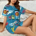 thumbnail image 4 of Wukai Transportations With Cute Animals Women's Pajama Set,Short-Sleeve Top and Shorts with Elastic Waistband and Pockets for Loungewear, Yoga, and Casual Wear-Small, 4 of 6