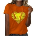 thumbnail image 2 of Wycnly Womens Shirts Round Neck Short Sleeve Heart Print Summer Cute Tops Casual Loose Fit Ladies Breathable Pullover Blouses Orange xxl Clearance Under $5, 2 of 4