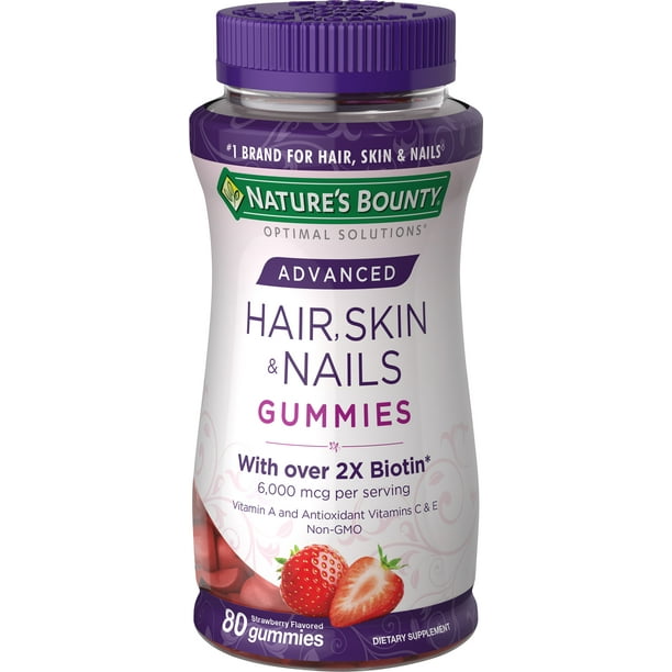 Nature's Bounty Advanced, Hair, Skin and Nails Vitamins With Biotin,  Gummies, 80 Ct - Walmart.com