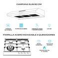 thumbnail image 2 of FLINE | Combo parrilla de gas y Campana Acero Inoxidable | 60 cm| 4 quemadores| acero inoxidable | 3 velocidades | LU4TA60, 2 of 5