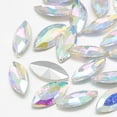 thumbnail image 1 of Pointed Back Glass Rhinestone Cabochons Back Plated Faceted Horse Eye Crystal AB 15x7x4mm, 1 of 2