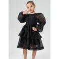 thumbnail image 5 of 2Bunnies Girls' 2T-10yr Organza Long Sleeve Tiered Babydoll Skater Princess Flower Girl Dress, 5 of 7