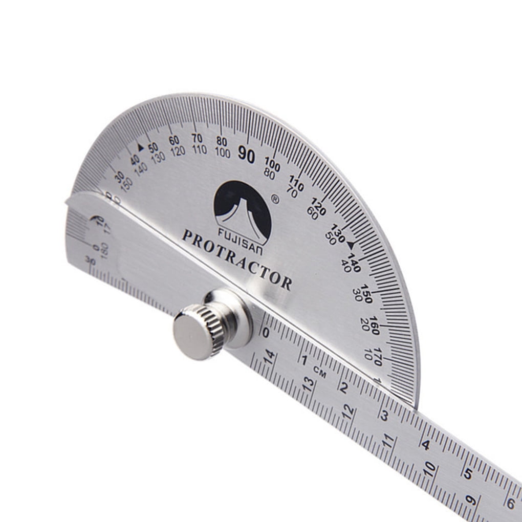 Stainless Steel Round Head Dual Arm 180 ° Protractor Angle Finder Rotary Ruler