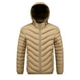 thumbnail image 2 of UVEASISHA Mens Big and Tall Puffer Jacket with Removable Hood Slim Fit Casual Hooded Down Coats Full Zip Windproof Insulated Quilted Jackets with Pockets Beige XL, 2 of 5