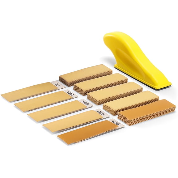 Micro Sander Kit 3.5” x 1” Mini Sander Handle Sanding Tools and 50 PCS Sandpaper for Crafts Wood Finishing Polishing