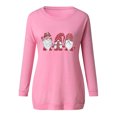 thumbnail image 2 of LoyisViDion Women'S Solid Color Christmas Print Round Neck Sweater Women Pink 14(XXL), 2 of 4