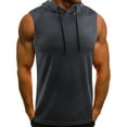 thumbnail image 2 of Men's Hooded Vest Sleeveless Top Athletic Workout Basketball Running Fitness Activewear Lightweight Breathable Comfortable Men's Tops T-Shirt Casual Crew Neck Loose, 2 of 3