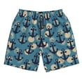 thumbnail image 3 of Uemuo Anchors Pattern Men's Swim Trunks Hawaiian Beach Bathing Suit Swimsuits Beach Quick-Dry Shorts with Pockets-X-Large, 3 of 9