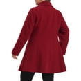 thumbnail image 4 of Agnes Orinda Women's Plus Size Coat A Line Notched Lapel Double Breasted Long Peacoat with Pockets 1X Burgundy, 4 of 7