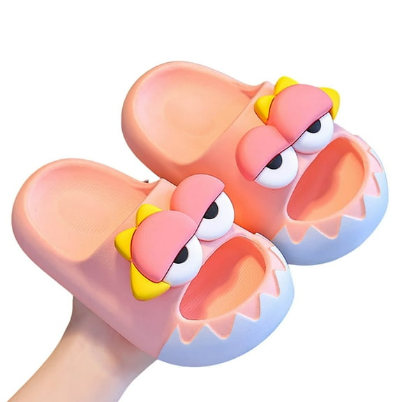 WRTFVZA Kids Beach Slides Boys Girls Quick Dry Shower Slippers Comfortable Cloud Sole Flip Flops for Summer Pool & Outdoor 8-9 Years #Light Pink