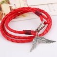 thumbnail image 2 of Joyería de pulsera multicapas con colgante de ala de aleación vintage tejida de estilo nacional (rojo), 2 of 3