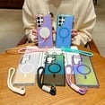 thumbnail image 7 of Allytechgroup Glossy Case for Samsung Galaxy S23 Ultra with Lanyard, [Compatible with Magsafe] Slim Lightweight Rugged Non-Slip Shockproof Magnetic Back Cover for Samsung Galaxy S23 Ultra, Pink, 7 of 7