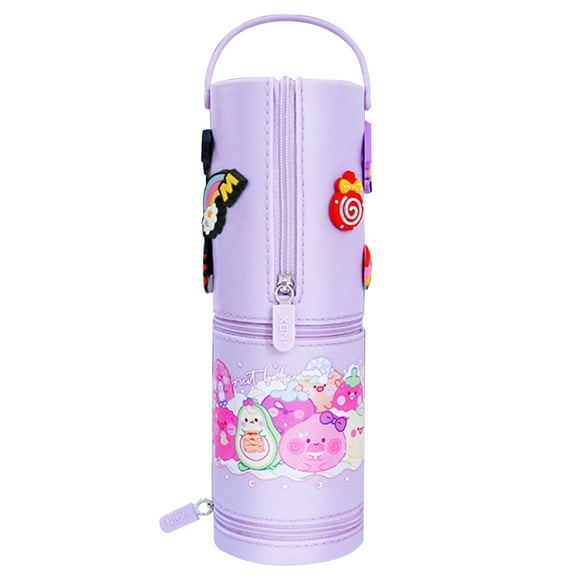 NBX NBX-G351 Dual-Use Silicone Pencil Case with Storage Compartment and 5 Random Clasps, Purple