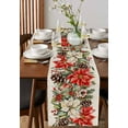 thumbnail image 4 of nqOlkjepod Christmas Poinsettia Table Runner 120 Inches Long Farmhouse Dress Scarves, Xmas Botanical Floral Snowflakes Dining Tablerunner for Coffee Table/Kitchen Island/Party Décor, 13" x 120", 4 of 8