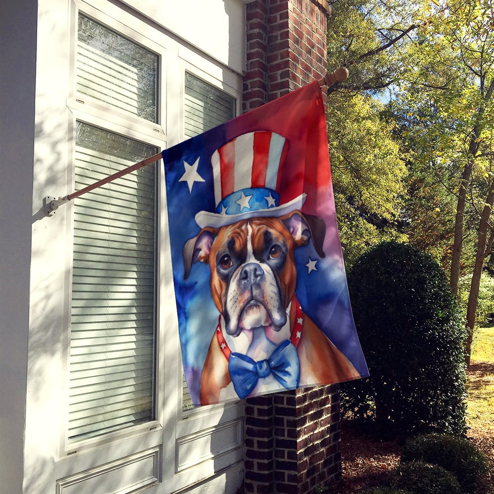 Boxer Patriotic American House Flag 28 in x 40 in