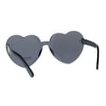 thumbnail image 4 of Womens Heart Shape Rimless Shield Hippie Groove Valentine Sunglasses Black, 4 of 4