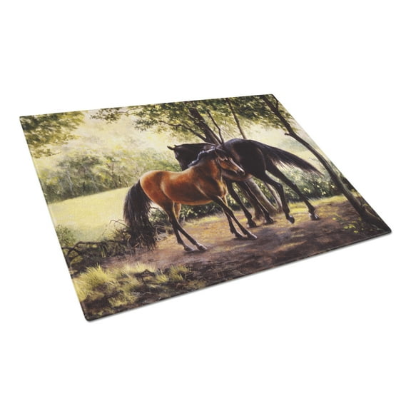Carolines Treasures BDBA0055LCB Horses by Daphne Baxter Glass Cutting Board Large, 12H x 16W, multicolor