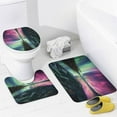 thumbnail image 4 of 4Pcs Lake Northern Lights Waterproof Shower Curtain Sets for Bathroom,Colorful Nature Modern Style Bathroom Decor Set with Shower Curtain and Rugs and Accessories, 4 of 8