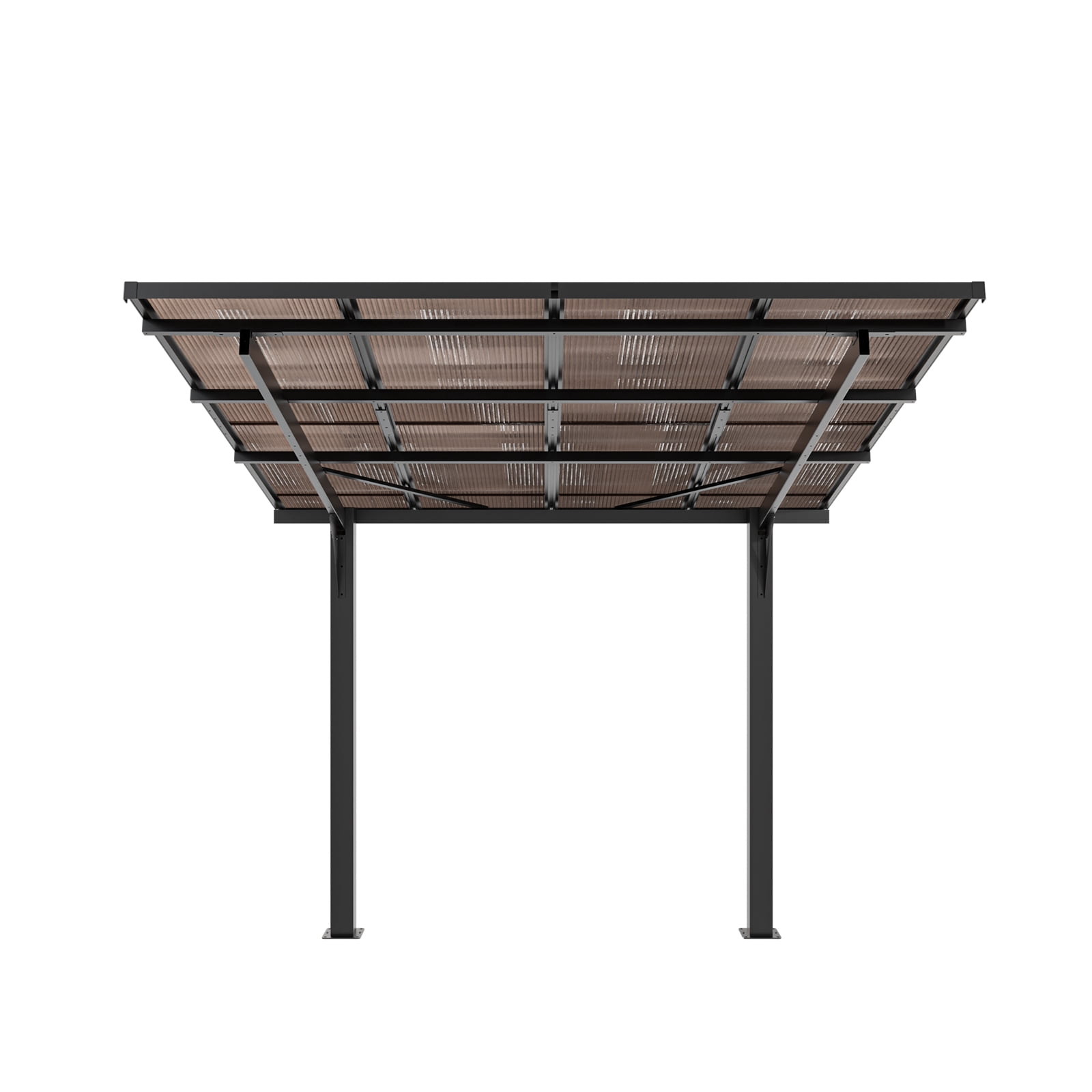 Mintazer 8x8ft Outdoor Wall-Mounted Patio Canopy, Heavy Duty Metal Awning with PC Roof, Freestanding Sun Shelter for Backyard, Bike, Grill & Patio Seating