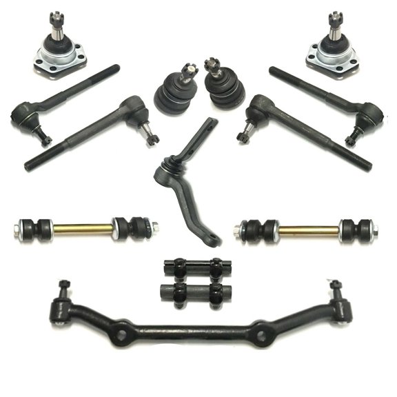 14 Pc Suspension Steering Kit for Center Link   Idler Arm Adjusting Sleeves Inner Outer Tie Rod Ends Upper Lower Ball Joints Sway Bar End Links
