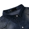 thumbnail image 4 of Jinda Men's Long Sleeve Denim Button Down Shirt Fitted Top Casual Basic Western Button Up Button Down Shirts Dark Blue Medium, 4 of 4