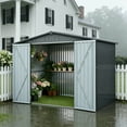 thumbnail image 4 of Olurrisa Metal Storage Shed with Double Doors, Heavy-Duty Galvanized Steel Outdoor Garden Shed for Tools, Lawn Equipment, and Yard Storage (72.8"Hx68.9"Dx87.8"W), 4 of 7