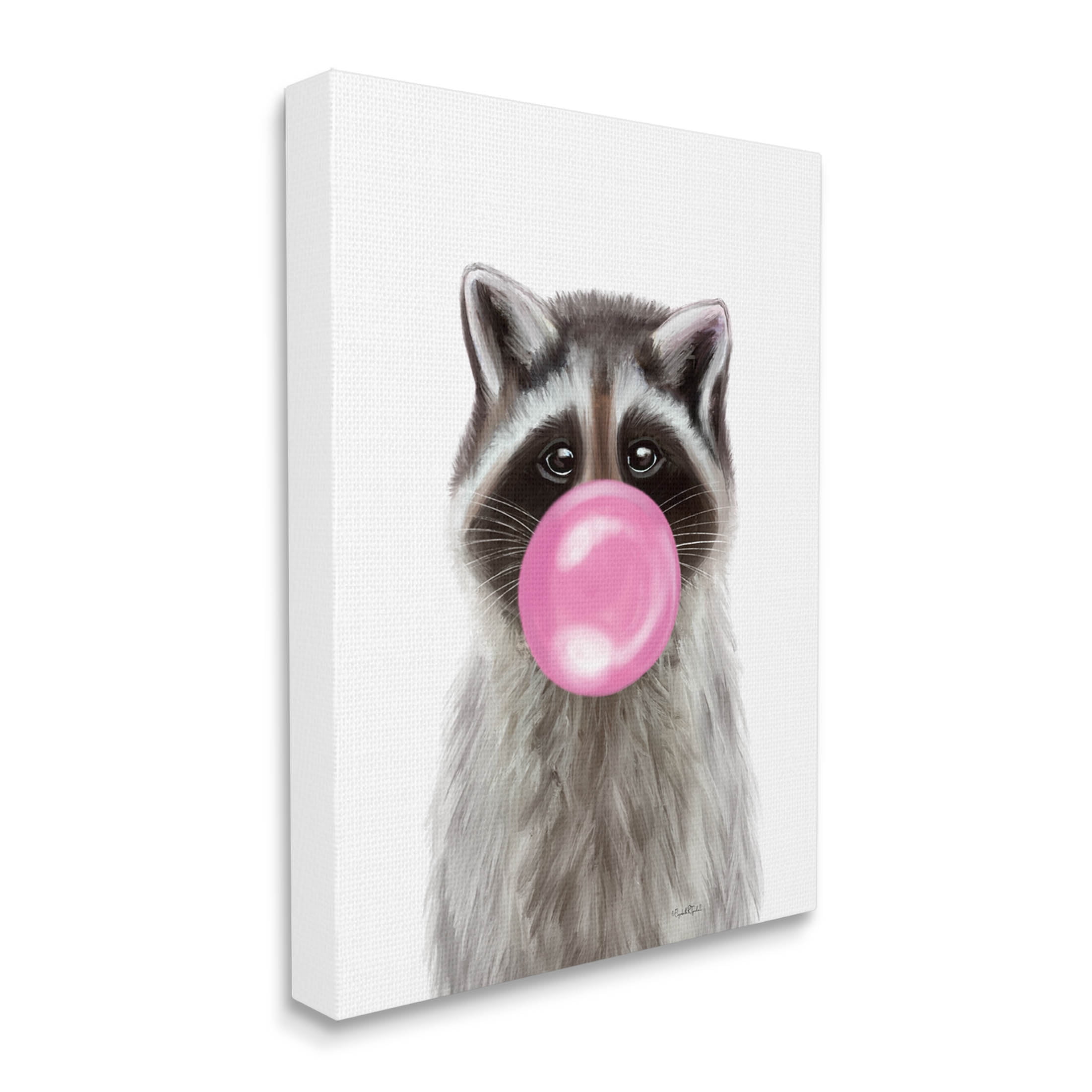 Stupell Industries Raccoon Bubble Gum Wildlife Portrait Graphic Art Gallery Wrapped Canvas Print Wall Art, Design by Elizabeth Tyndall