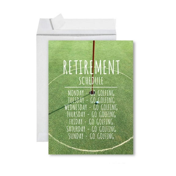 Koyal Wholesale Funny Jumbo Retirement Card With Envelope , Greeting Card, Retirement Schedule Go Golfing