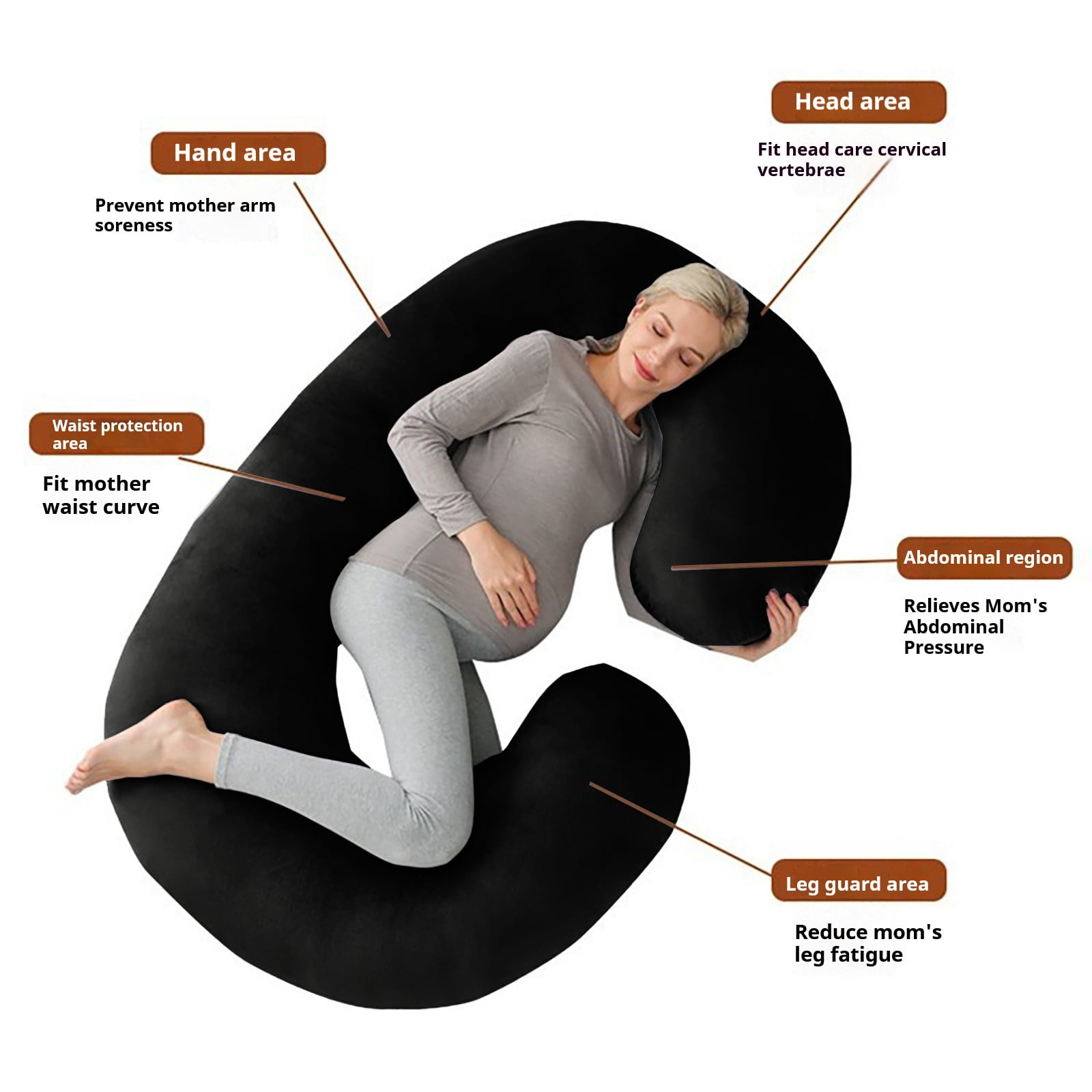 Premium Ultra Soft Pregnancy Pillow, C Shaped Full Body Pillow Maternity Pillow for Women 51.2 inch, Pregnancy Pillows for Sleeping Pregnant Must Have with Jersey Removable Cover