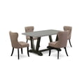 thumbnail image 2 of East West Furniture V-Style 5-piece Dining Table and Cushion Chairs in Black, 2 of 10